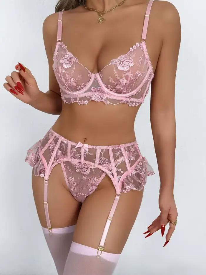 Belamimi – ensemble intime Floral en dentelle transparente