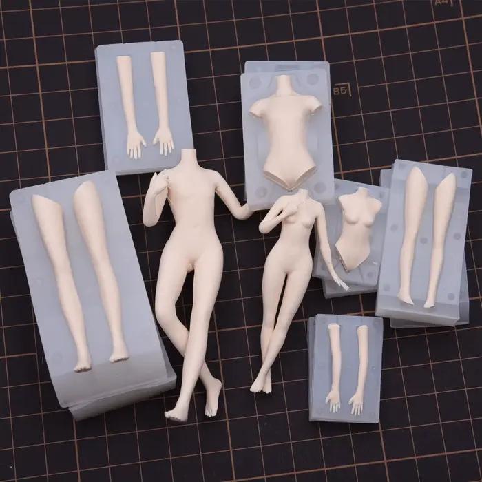 Moule en silicone pour corps de figurine en poterie, pour femmes/hommes, pour la création de statues miniatures de personnages de dessins animés en argile ultra-légère ou en plastique