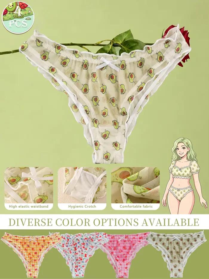 Lot de 4 culottes transparentes en maille pour femme
