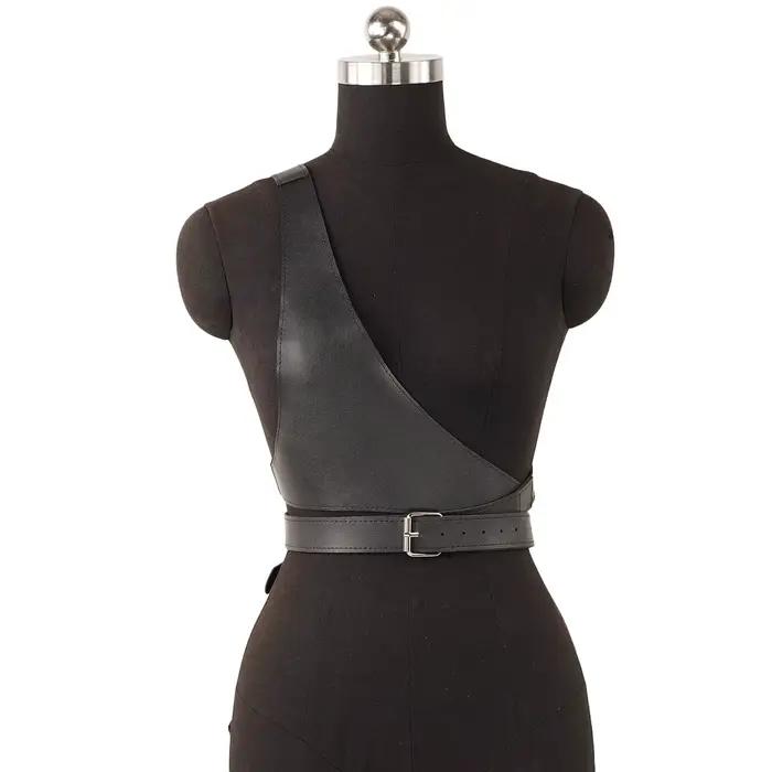 Corset ajustable en cuir synthétique pour femmes, style gothique subtil, crop top, gilet ajustable, ceinture de taille, accessoires vestimentaires pour diverses occasions