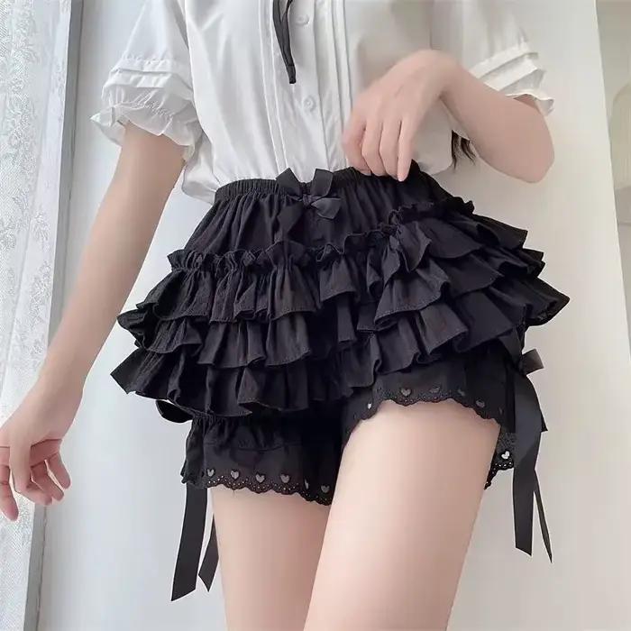 Culotte plissée noire et blanche pour femme