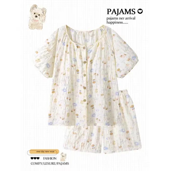 Ensemble pyjama imprimé chiot pour femme