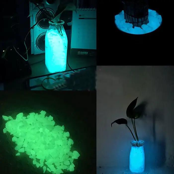 Pierres lumineuses fluorescentes, gravier qui brille dans la nuit, décoration de cour, pavage de jardin, pelouse en pot, ornement d'aquarium