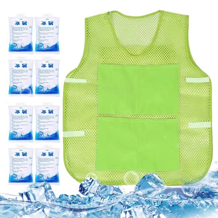 Gilet rafraîchissant avec 8 pochettes de glace, veste de refroidissement corporel, protection contre la chaleur extérieure, vêtements de travail pour les voyages, le travail quotidien et l'été