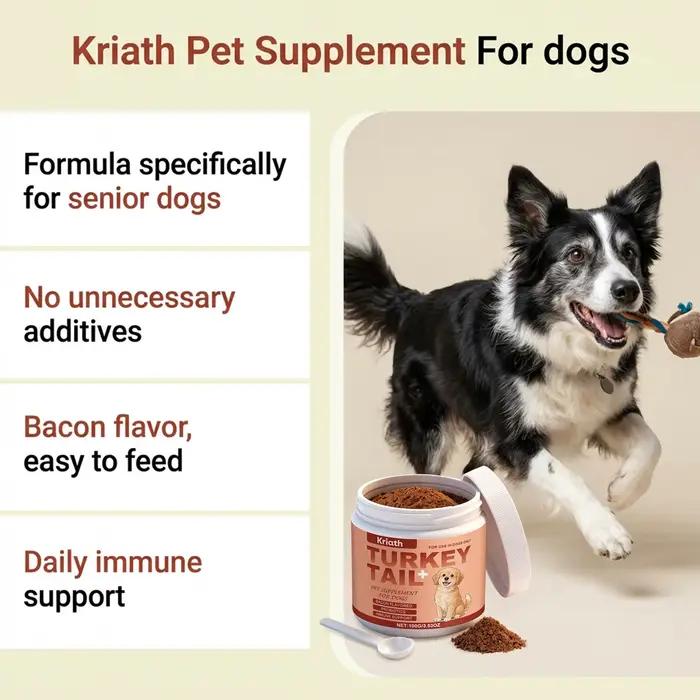 Poudre de complément nutritionnel pour chiens : Améliore la vitalité de l'animal, équilibre la flore intestinale, favorise la santé de la peau et du pelage, renforce les défenses corporelles 100g