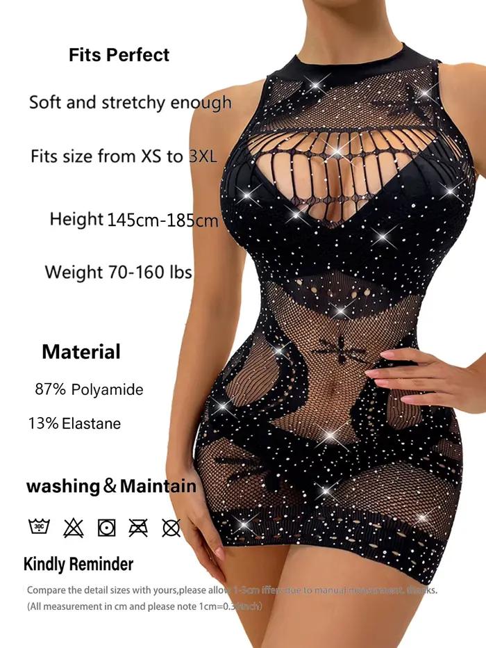 Lingerie Sexy en résille à strass pour femmes