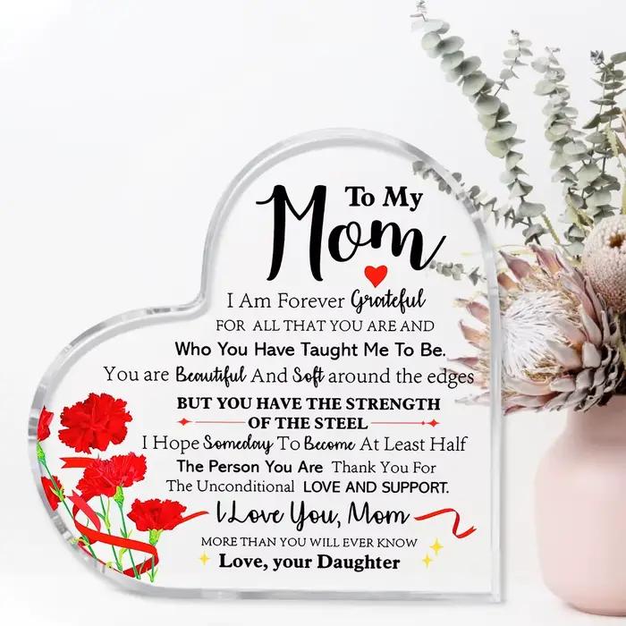 Cadeau maman de fille, cadeau pour maman Noël Anniversaire Fête des Mères, Maman Je t'aime maman plus que vous ne connaître jamais Citation Acryli