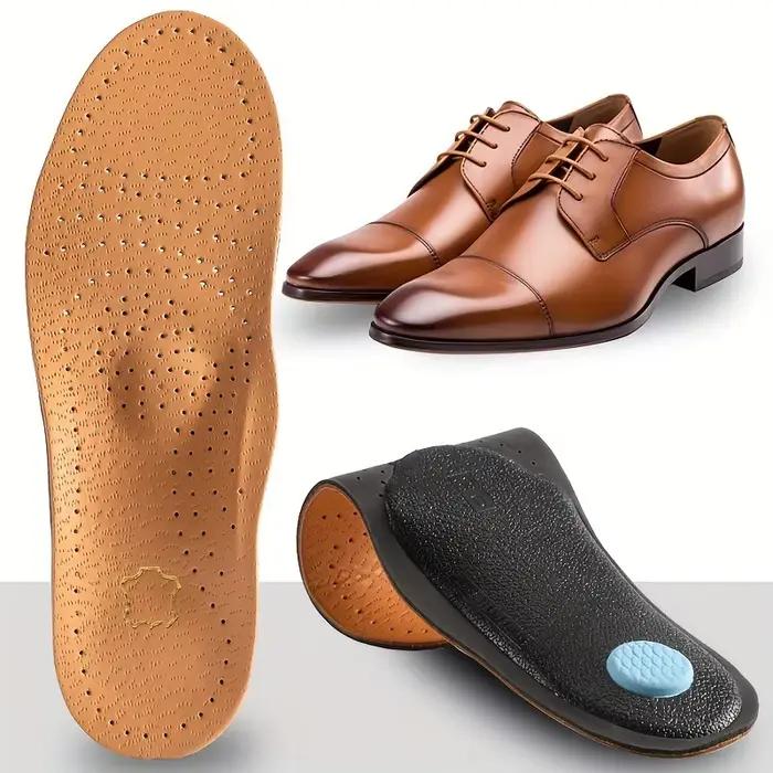 1 paire de semelles orthopédiques pour pieds plats, semelles respirantes en cuir, semelles en latex absorbant les chocs, semelle de chaussure confortable et douce