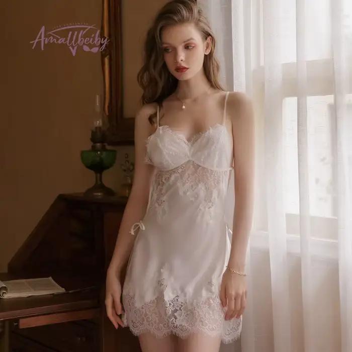 Beauté dos Lingerie cils dentelle fronde chemise de nuit Vintage chemises