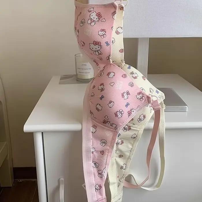 Dessin animé Hello Kittys sous-vêtements pour femme Kawaii filles soutien-gorge Sexy sans fil Push Up