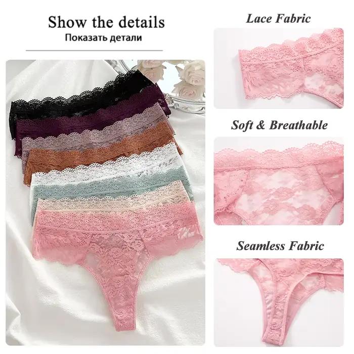 3 pièces dentelle Sexy tongs femmes taille basse slips