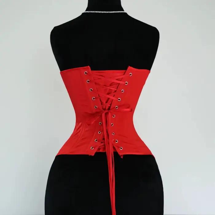 Corset Bustier avec bonnets pour femmes, corsage Vintage, serré à lacets, Double désossé, façonnant la taille, Chinner de mariage, Satin rouge
