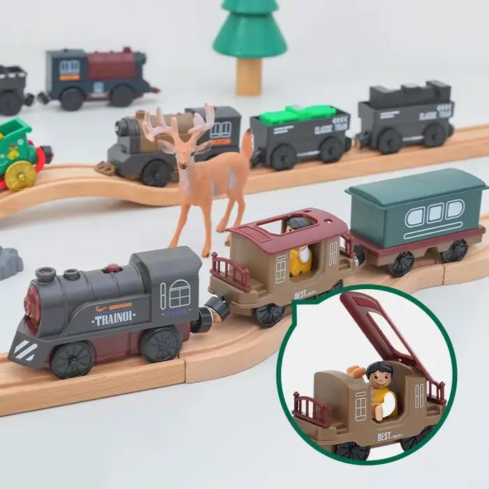 Ensemble de Train électrique en alliage connectable, petit Train électrique Compatible avec Thomas Brio, jouets de traque en bois, jouet pour enfants