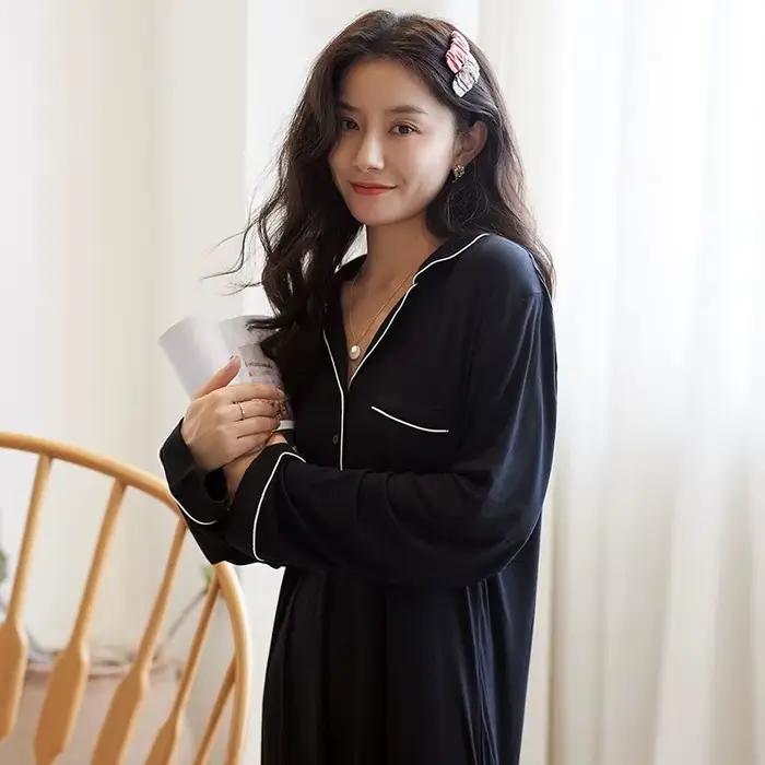 Chemise de nuit noire pour femme