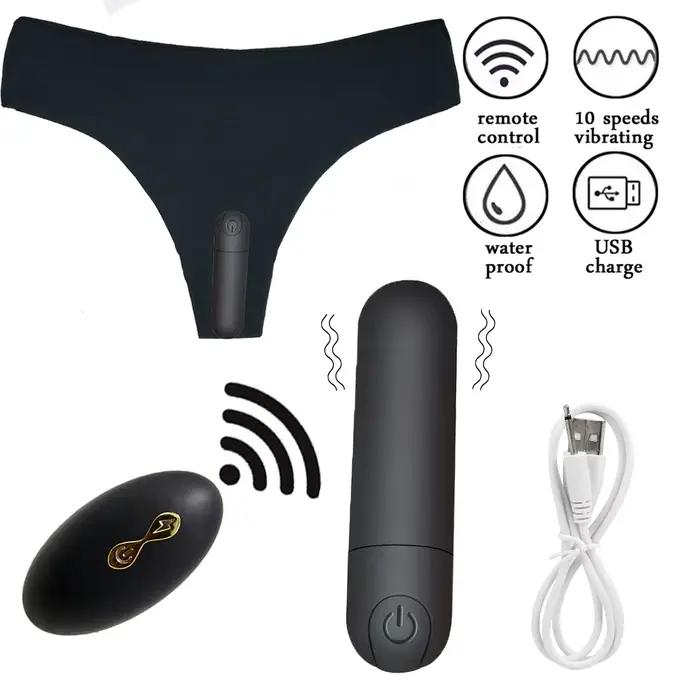 Culotte vibrante, 10 fonctions, télécommande sans fil, Rechargeable, vibrateur à balles, sangle sur sous-vêtements, vibrateur pour femmes, jouet sexuel
