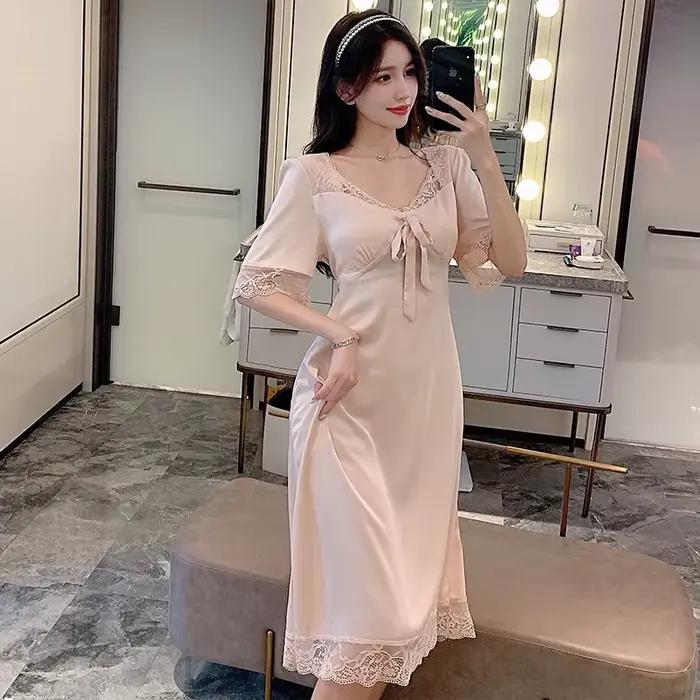 Chemise de nuit Sexy à manches courtes pour femmes