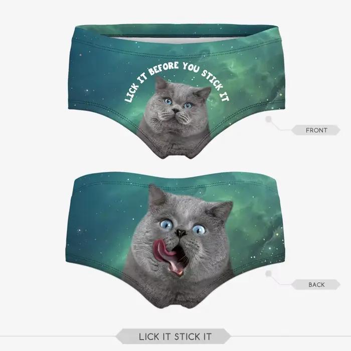 Culotte Sexy rose imprimé chat en 3d pour femmes
