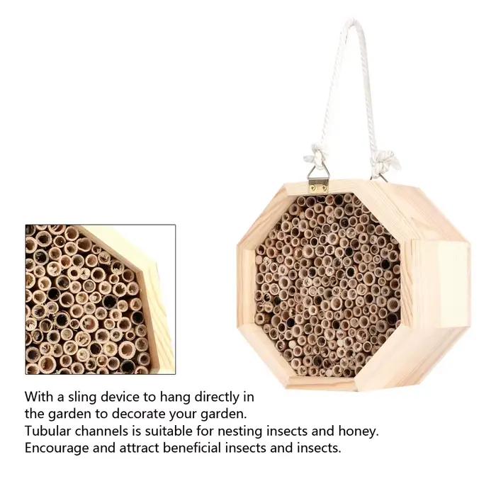 Maison d'abeilles d'insectes en bois, salle d'insectes en bois, boîte de nidification d'hôtel pour décoration de jardin extérieur
