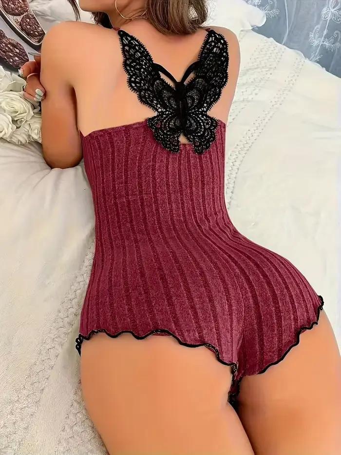 Pyjama Design brodé papillon au dos pour femmes
