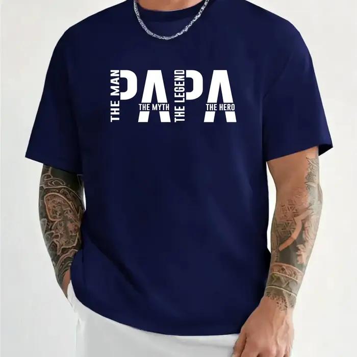 T-shirt drôle Papa le Homme le Mythe la Légende pour hommes, vêtements pour papa, t-shirt à manches courtes, t-shirts pour hommes, vêtements, hauts