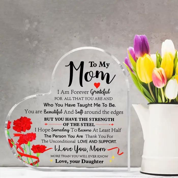 Cadeau maman de fille, cadeau pour maman Noël Anniversaire Fête des Mères, Maman Je t'aime maman plus que vous ne connaître jamais Citation Acryli