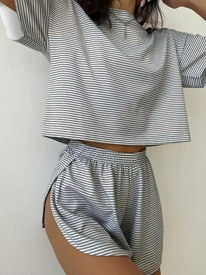 Ensemble pyjama rayé pour femme 2 pièces