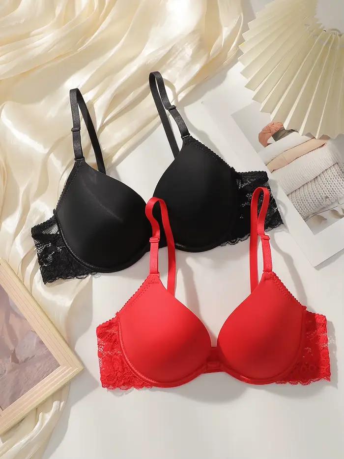 Soutien-gorge Viomisha Femme Push Up Armature Rembourré Décolleté Profond Bretelles Dentelle Couverture Complète T-Shirt Confortable Maintien Quotidien Lingerie Essentiel Respirant Doux