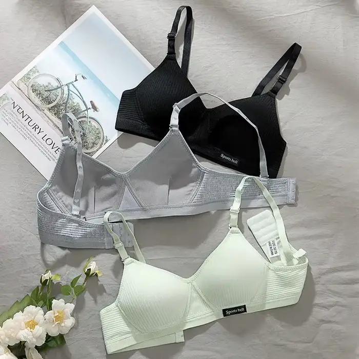 Sous-vêtements en coton femmes AB tasse soutien-gorge sans fil rassemblé confort V brassière Push Up Lingerie Bralette pour femmes soutiens-gorge sans couture