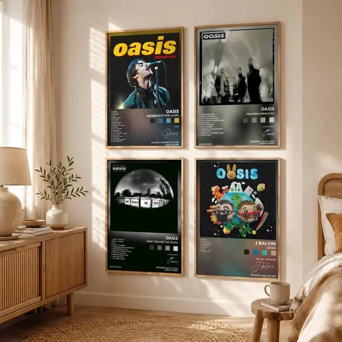 Affiche de groupe de Britpop O-Oasis, autocollant mural auto-adhésif HD imperméable et assorti à toutes les décorations, pour la maison et la chambre à coucher