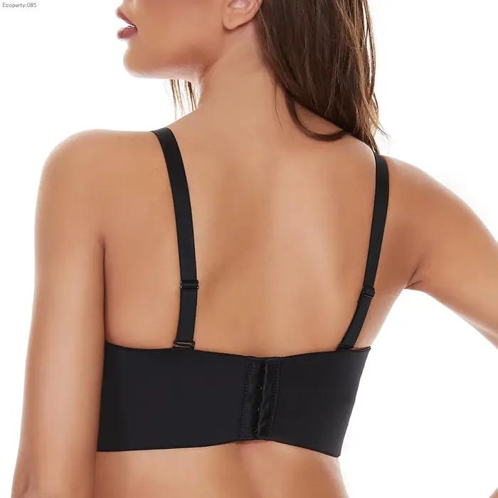 Women Strapless Bra Full Support Push up Plus Size Seamless Bra Non-Slip Removable Gathered Bra Invisible Lifting Underwired