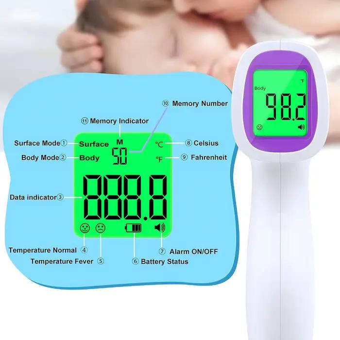 Thermomètre numérique infrarouge sans contact, thermomètre médical, outil de mesure de la température corporelle, thermomètre pour la fièvre humaine, thermomètre pour le corps