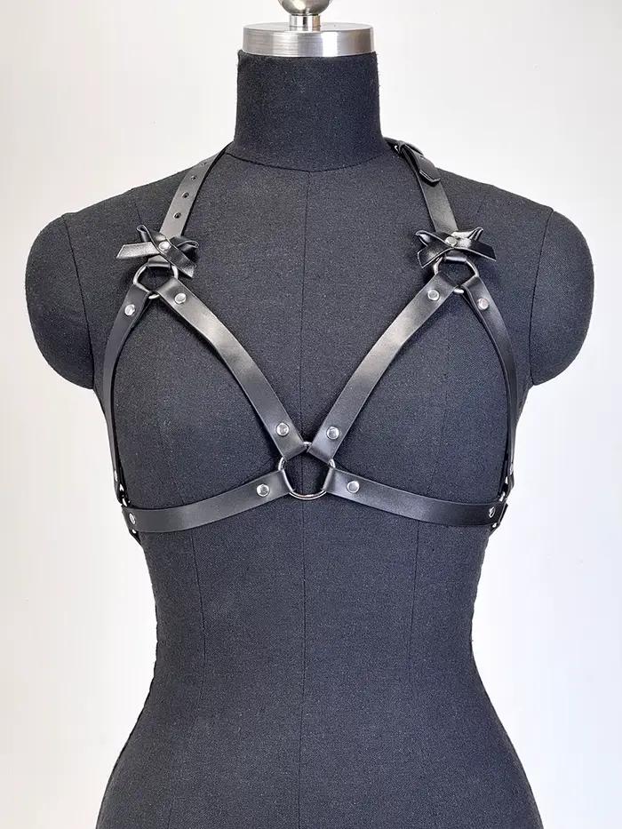 Harnais de corps en cuir PU pour femme, ceinture de poitrine, corset, lingerie en cuir, vêtements gothiques, accessoires pour femme