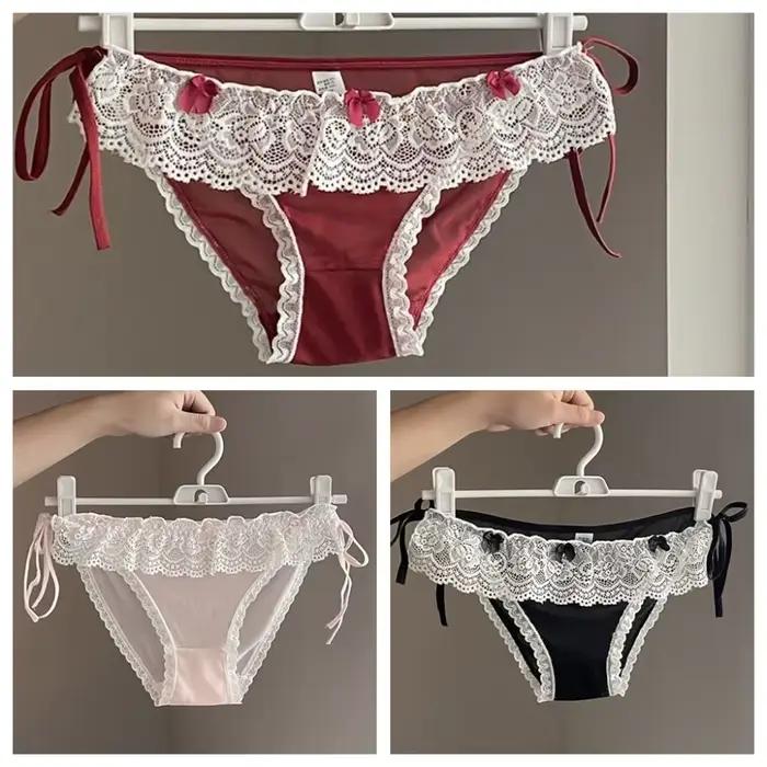 Culotte Lolita taille basse en dentelle avec nœud
