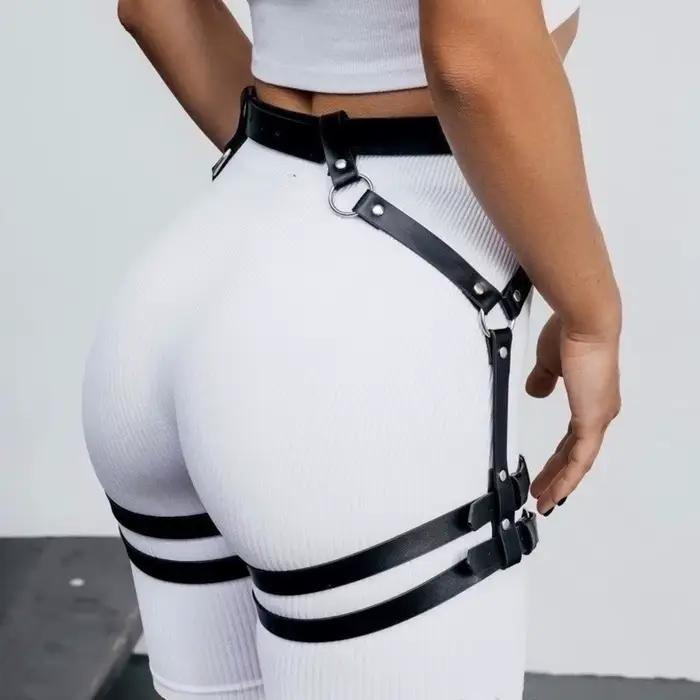 Harnais de corps Steampunk pour femmes, avec bretelles, porte-jarretelles pour bas hauts de cuisse, accessoires de Costumes gothiques en cuir