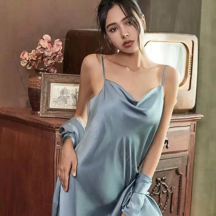 Robe en satin pour femme, vêtement de nuit décontracté et sexy, idéal pour les mariages et les soirées décontractées