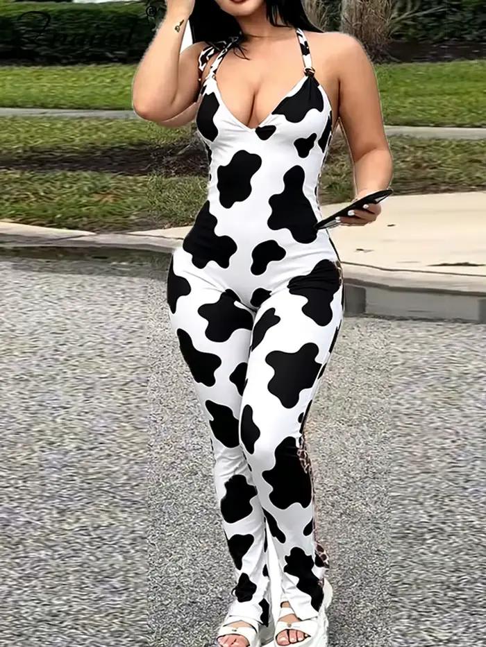 Combinaison sexy Znaiml à col halter et dos nu pour femme