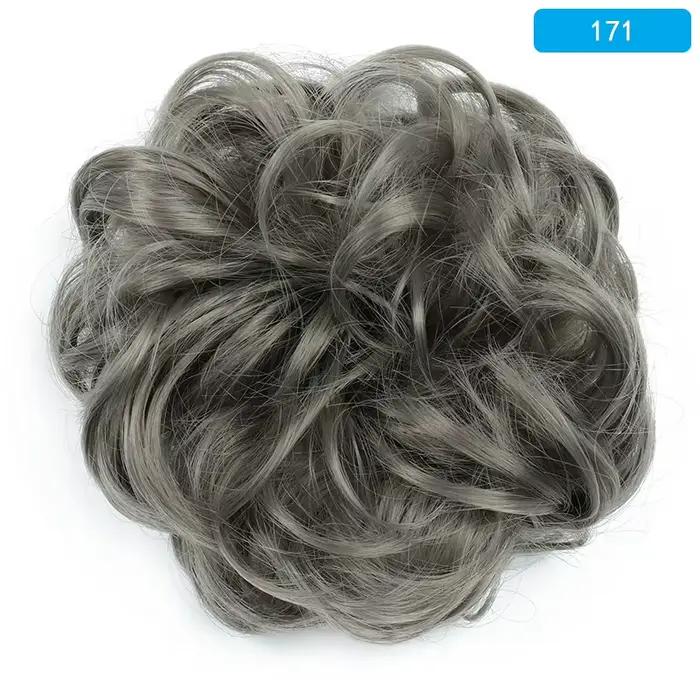 Chignon synthétique bouclé gris foncé volumineux pour coiffure de mariée, style désordonné