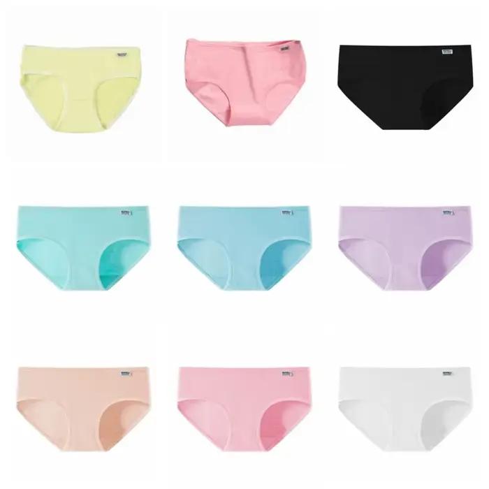 6 pièces à la mode couleur bonbon Simple culottes respirant Lingerie sous-vêtements femmes caleçons taille moyenne slips adolescents
