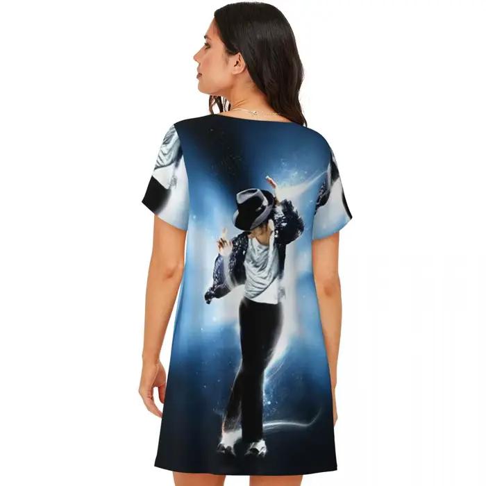 Chemise de nuit personnalisée à manches courtes pour femmes, avec motif de musiciens, chanteurs et danseurs de Michael Jackson, pour dormir
