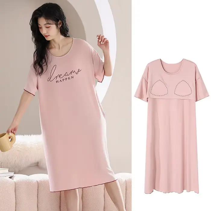 Soutien-gorge Pad robe de nuit femmes nuisette décontracté Modal vêtements
