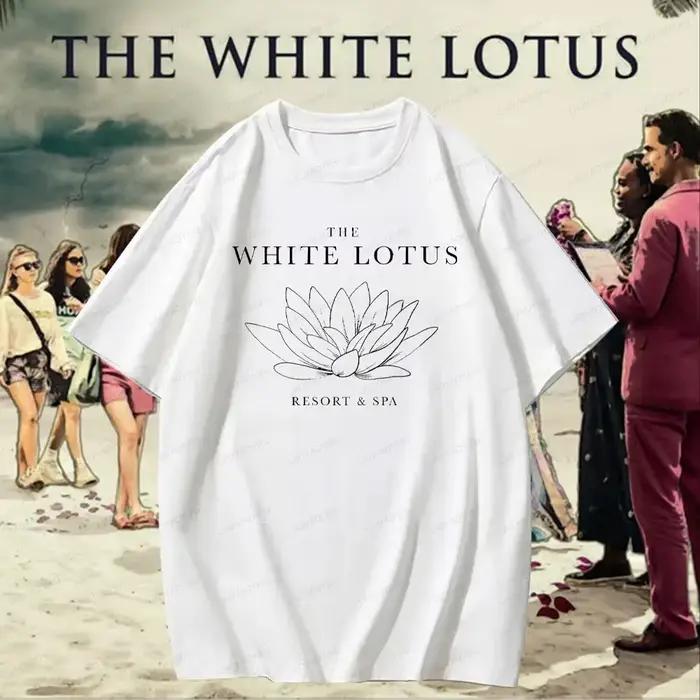 ‌ T-Shirt à col rond 100% coton avec Slogan drôle de la saison du Lotus blanc, avec motifs de émission de télévision rétro, chemises pour hommes et femmes