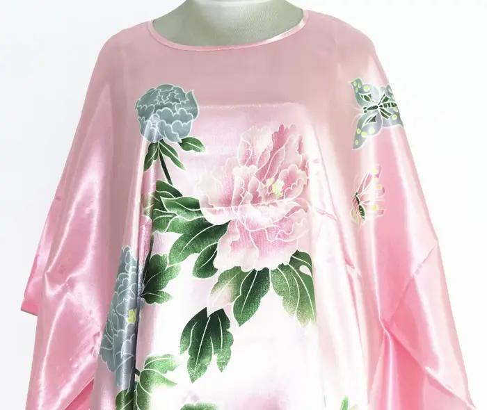 Robe de nuit imprimée en polyester pour femmes, style basique et national chinois, confortable et élégante pour les nuits d'été et les occasions spéciales