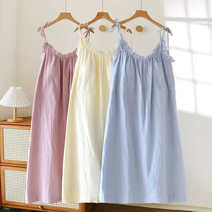 Camisoles pour femmes petites oreilles en bois dos nu vêtements de nuit amples chemise de nuit avec coussinets de poitrine vêtements de maison pour le printemps et l'été