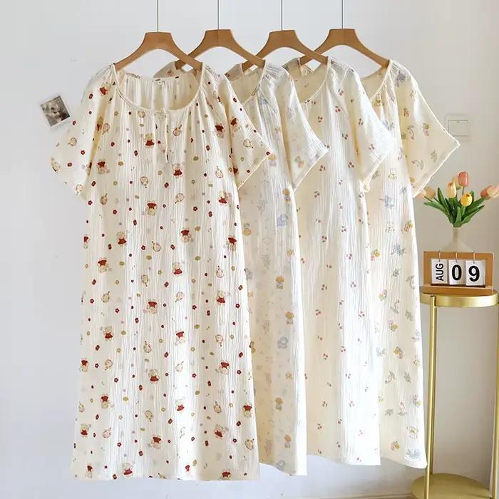 Chemise de nuit en tissu de coton avec coussinet de poitrine