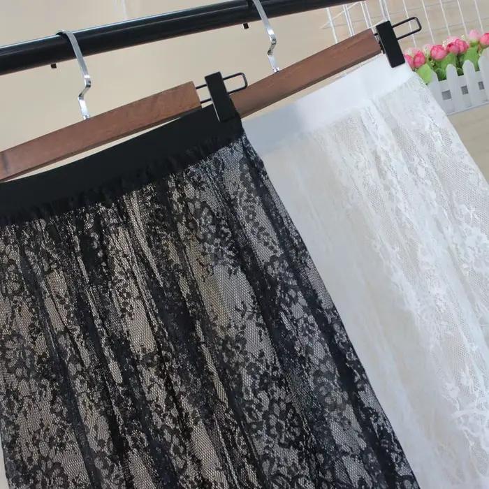 Jupe en dentelle REGRTEDARLING féminine et décontractée pour les femmes, style crayon, polyester tricoté, blanc ou noir, idéale pour les soirées estivales et les journées de travail