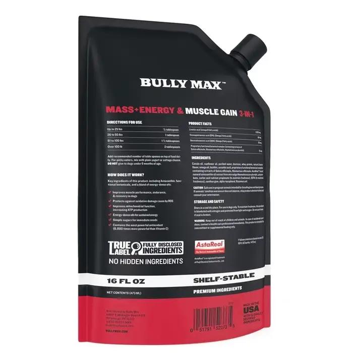 Constructeur musculaire liquide 3 en 1 Bully Max pour chiots et chiens adultes, ​   Renforce les performances musculaires, la récupération d'endurance 16 oz