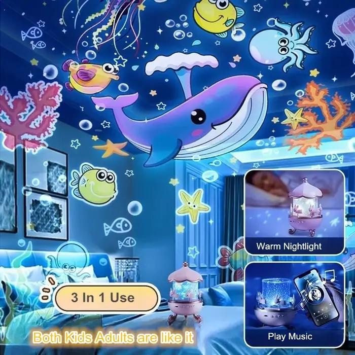Veilleuse LED Rechargeable par USB pour Chambre d'Enfant, Projecteur, Rotation de l'Espace, 12 Films, Cadeau d'Anniversaire et de Noël