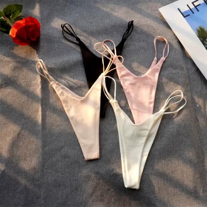 Culotte tanga brésilienne en coton pour femmes