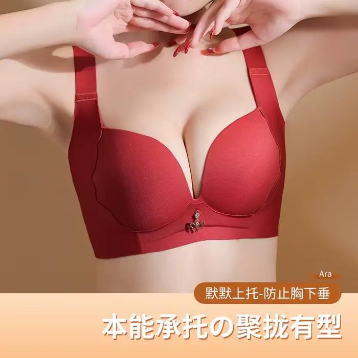 Soutien-gorge sans couture pour femmes, grande taille, brassière sans fil, légèrement doublé, couverture complète, bonnet C D E, sexy, solide, rembourré, basique