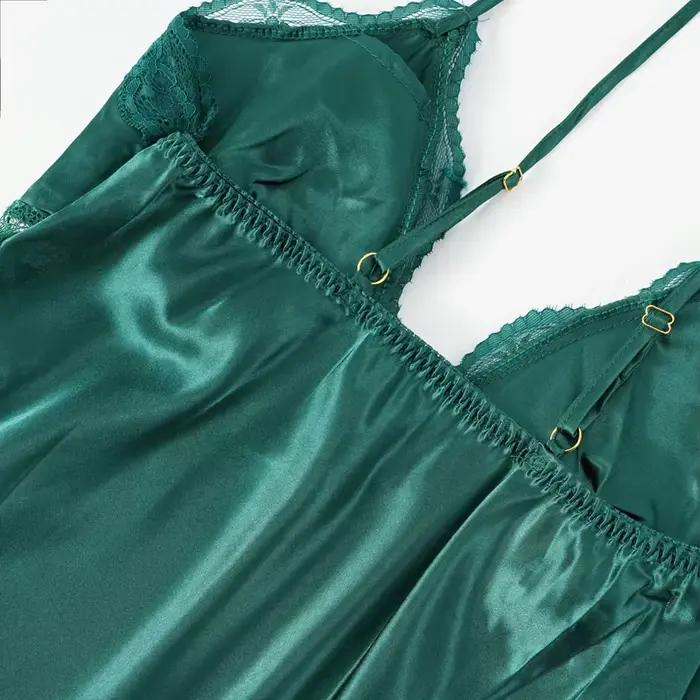 Liquidation vente femmes dentelle Sexy fronde chemise de nuit col en v vêtements de nuit solide dentelle garniture Homewear avec vêtements de nuit rembourrés M-3XL vêtements de nuit